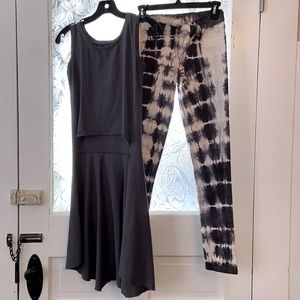 Jak & Peppar, Indigo / Gray, High Low Shirt, Sz 12 w/ matching Tie Dye Jeans 14